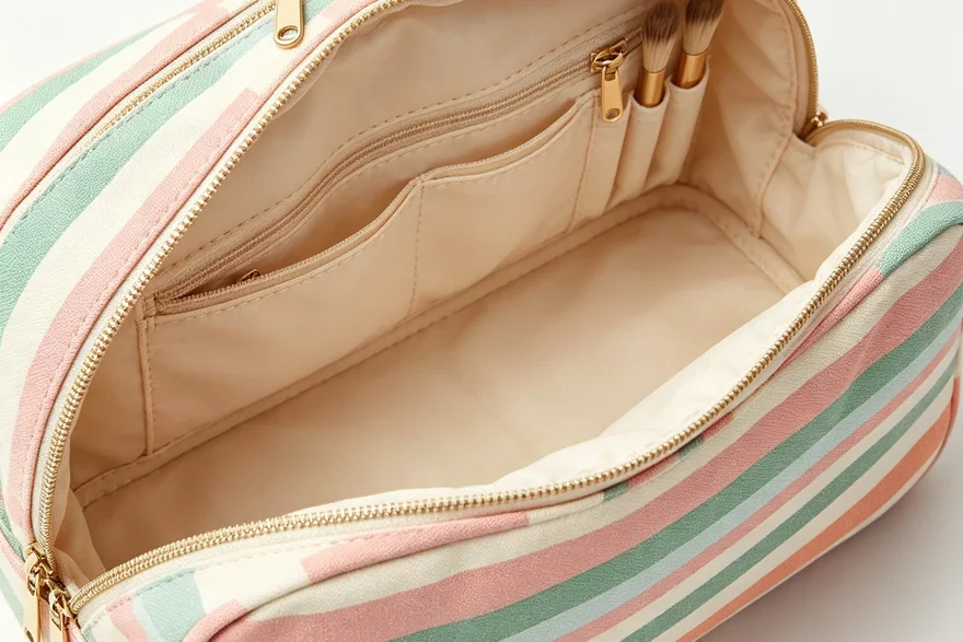 Family Travel Toiletry Bags — Beauty bag material and construction detail