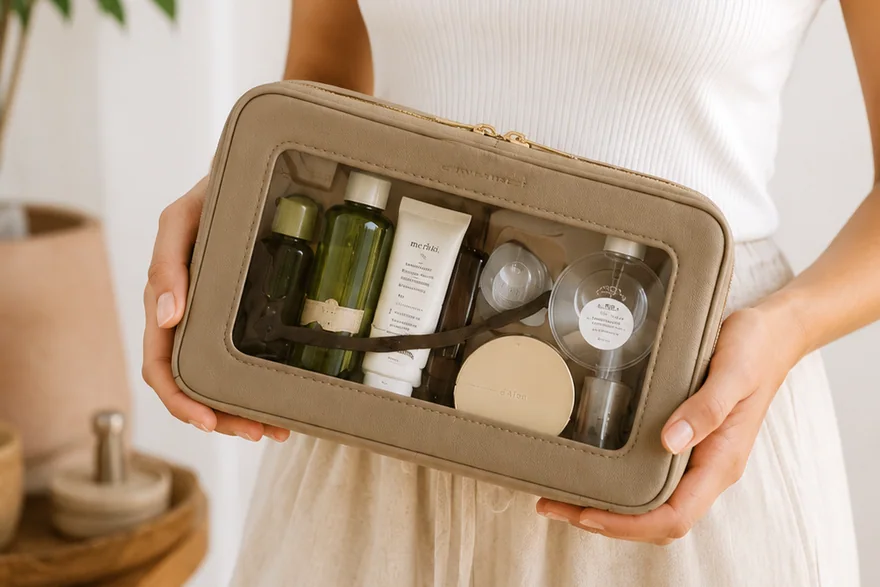 Branding and logo application on Toiletry Bags Guide guide — Custom logo cosmetic bag sample