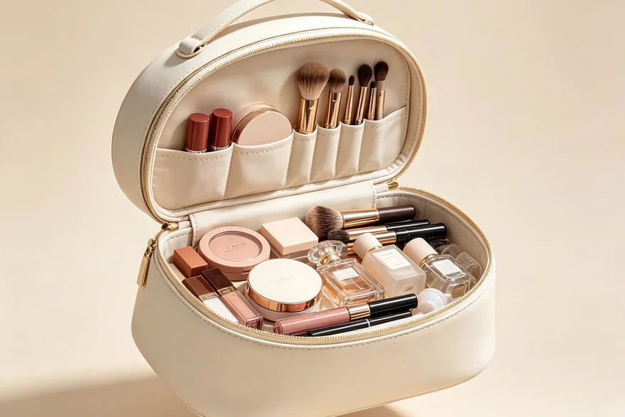 Travel Size Cosmetic Bag Filling Stations — Beauty bag material and construction detail