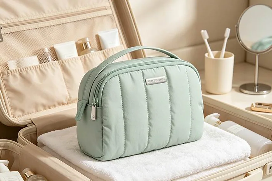 Travel Size Cosmetic Bag Sets — Beauty bag material and construction detail
